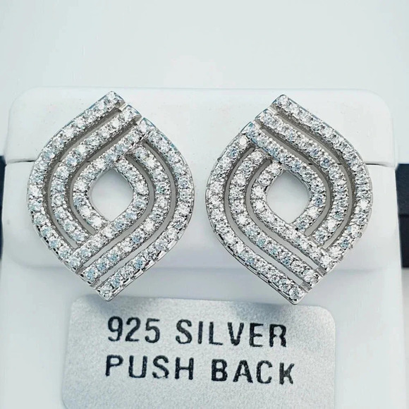 "925 Sterling Silver Cubic Zirconia Earrings, UU1P6A6071 - Picture 4 of 8